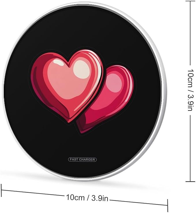 Red Heart Print Wireless Charger Anti-Slip Wireless Charging Pad Slim Charger Mat for Men Women