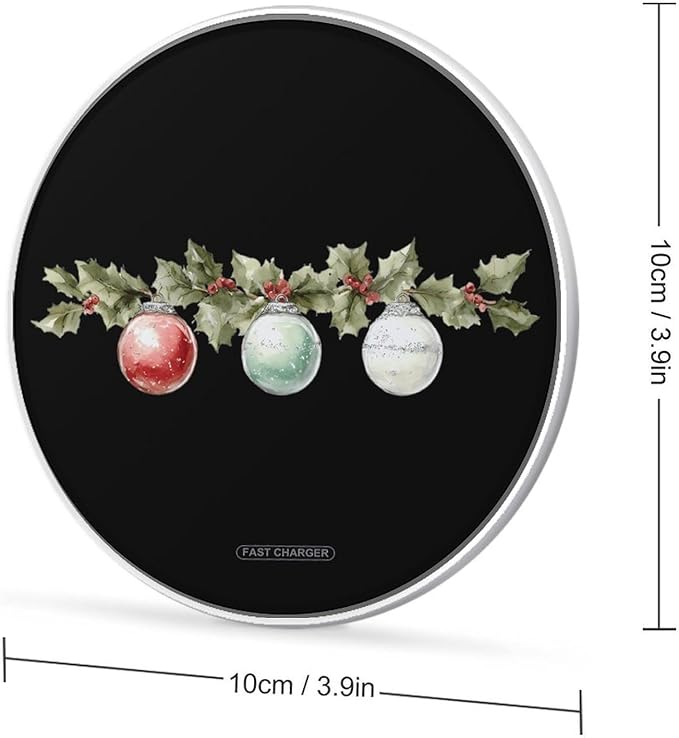 Christmas Ornament Garland Fast Portable Charger 10W Funny Graphic Phone Charging Pad with USB Cable