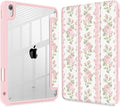 Case for iPad 11 inch A16 2025 Generation 11th / iPad 10.9 inch 2022 10th Gen Buit in Pencil Holder with Shockproof Cover Clear Transparent Back Shell Auto Wake/Sleep Exquisite Rose