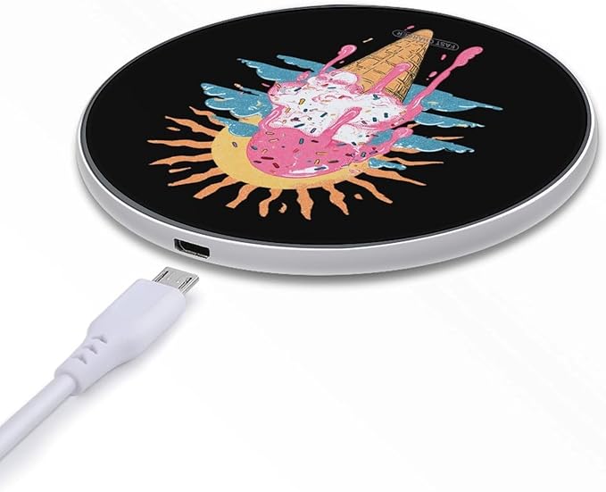 Dripping Ice Cream Cone Fast Portable Charger 10W Funny Graphic Phone Charging Pad with USB Cable