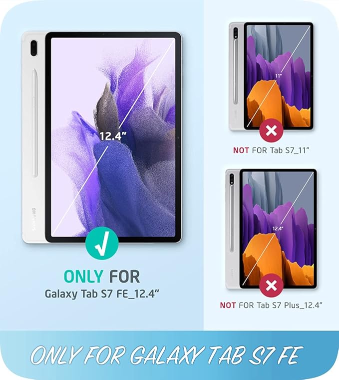 i-Blason Cosmo Case for Samsung Galaxy Tab S7 FE 12.4 2021 Release Case Full-Body Trifold with Built-in Screen Protector Protective Smart Cover with Auto Sleep/Wake &amp Pencil Holder (Ocean)
