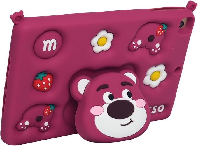 Cartoon Case for iPad 10.2MONEHOYSY Cute Soft Silicone Kickstand [Drop ProofShock ProofAnti Slip] Back Stand Cover Case for Kids Children Teens Girls Boys (for Lotso)