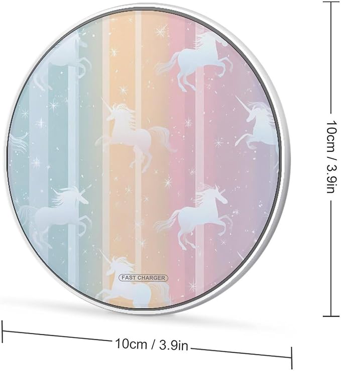 Colorful Unicorm Stripes Phone Charger Magnetic Charging Pad Anti-Slip with USB Cable