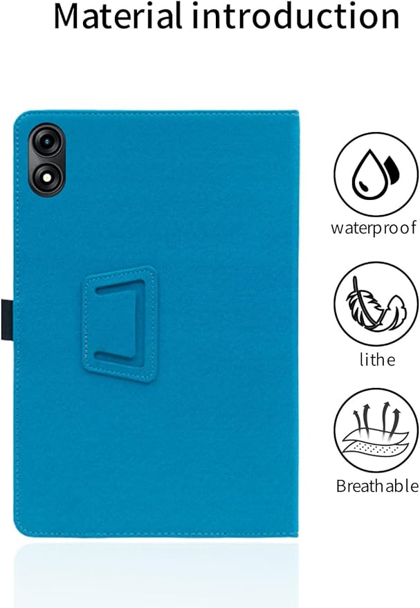 for TABWEE T60 Pro/VekfulPC T60 Pro 13.4 Inch Android Tablet CaseBOVUGAC Folding Stand Protective Cover with Pencil Holder and Wrist StrapFull Protection Premium PUScratch Resistant(Sky Blue)