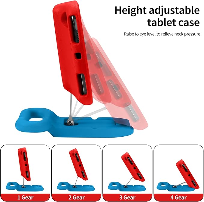 Kids Case for iPad mini 7 (A17 Pro) 2024 / iPad mini 6 2021 Child Friendly Case with Adjustable Portrait/Landscape StandHeavy Duty Cover with Screen Protector for iPad mini 7/6 8.3 inch(Redblue)