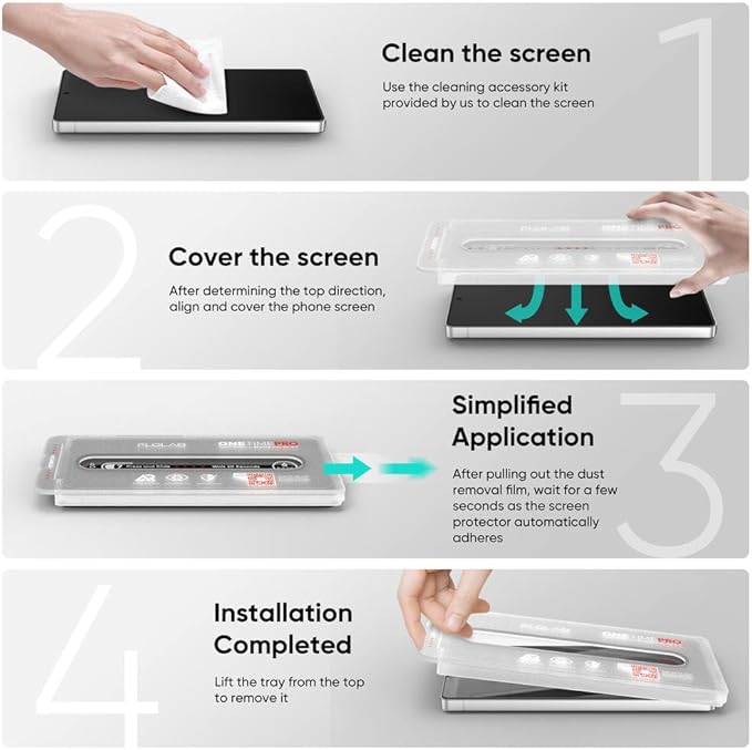 FLOLAB NanoArmour ONETIME PRO for Samsung Galaxy S26 Screen Protector Anti Reflective Tempered Glass Edge to Edge Fingerprint ID Compatible Dust Free Easy to Install