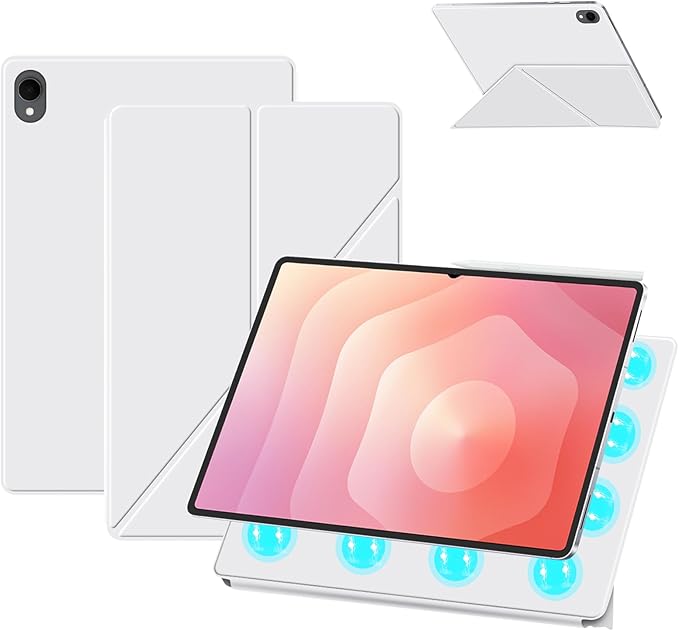 Case for Samsung Galaxy Tab S11 2025 Tablet 11 Inch – Magnetic Detachable Protective Cover with Dual-Side Clasp Y-Fold Stand Pencil Holder Heat Dissipation Design(White)