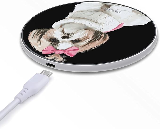Cartoon Shih Tzu Dog Phone Charger Magnetic Charging Pad Anti-Slip with USB Cable