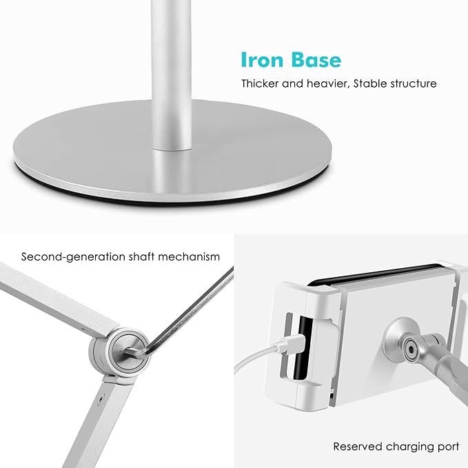 Viozon Tablet Phone Overhead Stand Height &amp 360 Degree Angle Adjustable Aluminum Desktop Stand Compatible with 3.5-11 Cellphone or Tablet Such as iPhone iPad Pro Air Mini Samsung Nexus(AP-4P