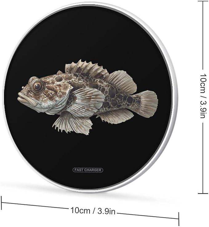 Oyster Toadfish Fast Portable Charger 10W Funny Graphic Phone Charging Pad with USB Cable
