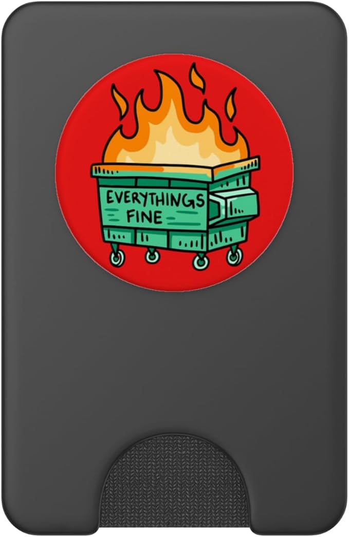 PopSockets Phone Grip – Funny PopSocket - Everythings Fine PopSockets PopWallet for MagSafe