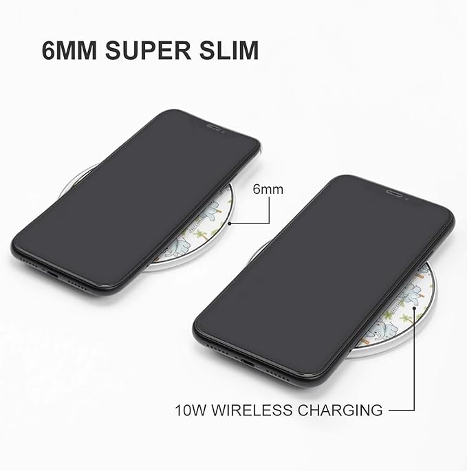 Cute Elephant and Palm Tree Wireless Charger Anti-Slip Wireless Charging Pad Slim Charger Mat for Men Women