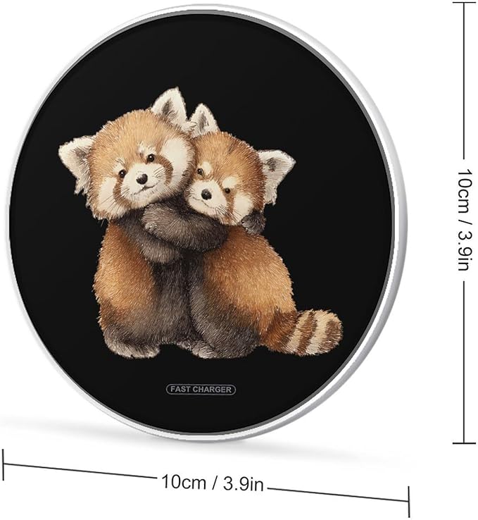 Red Panda Cute Family Fast Portable Charger 10W Funny Graphic Phone Charging Pad with USB Cable
