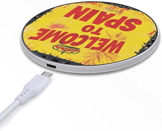 Welcome to Spain Spanish Stamp Phone Charger Magnetic Charging Pad Anti-Slip with USB Cable