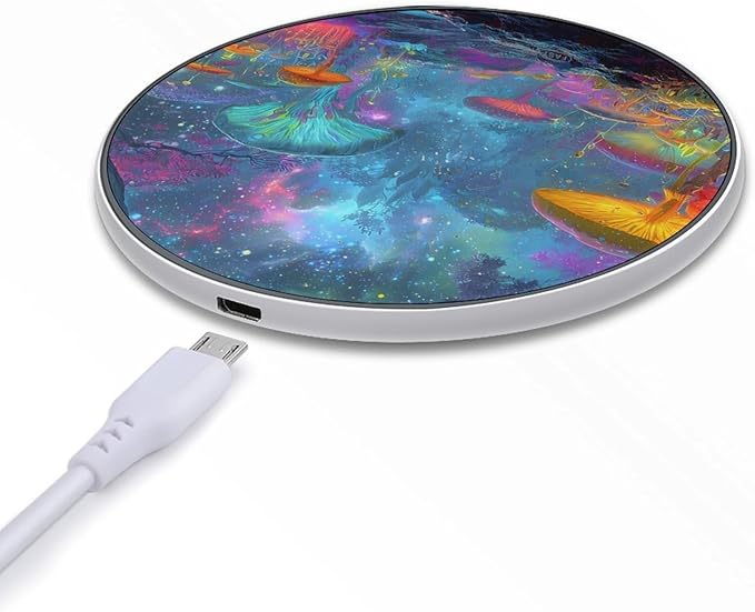 Psychedelic Mushroom Forests Universes Phone Charger Magnetic Charging Pad Anti-Slip with USB Cable