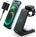 3 in 1 Wireless Charging Station 2026 Upgraded Fast Desk Charger Station for iPhone 17 16 15 14 13 12 Pro Max Plus Charger Stand for Apple Watch 10 9 8 7 6 5 4 3 2 SE Airpods 4 3 2 Pro(Black)