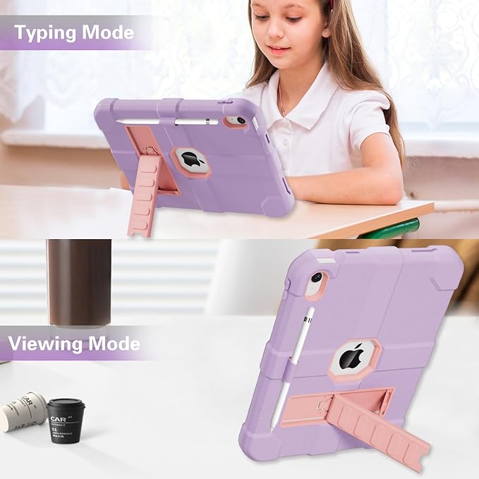 Case for iPad (A16) 11th Generation 11 Inch 2025 / iPad 10th Generation 10.9 Inch 2022 Rugged Heavy Duty Protective Cover [Built-in Pencil Holder ] for iPad 11/10 Gen (EggplantPurple)