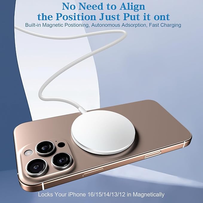 Magnetic Wireless Charger 2Pack Apple 10FT Magsafe ChargerFast Mag-Safe Charging Wireless iPhone Charger Pad with Charging Plug for iPhone 16Pro Max/16Pro/16Plus/15Pro Max/15/14/13/12/AirPods3/Pro 2