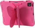 Butterfly Kids Case for iPad Air 13 Inch M3/M2 (2025/2024) iPad Pro 13 (M4) 2024 iPad Pro 12.9 (2022/2021/2020/2018) 3D Cartoon EVA Foam Shockproof Stand Cover for Girls - Magenta