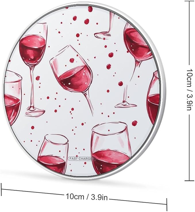 Red Wine Glasses Bloods Phone Charger Magnetic Charging Pad Anti-Slip with USB Cable