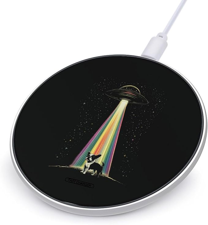 Spaceship French Bulldog Wireless Charger Anti-Slip Wireless Charging Pad Slim Charger Mat for Men Women