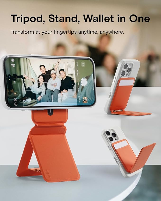 MOFT Phone Tripod Wallet 3 in 1 Phone Stand NFC-Supported Magnetic Phone Wallet MOVAS Vegan Leather Adjustable Card Holder Sunrise