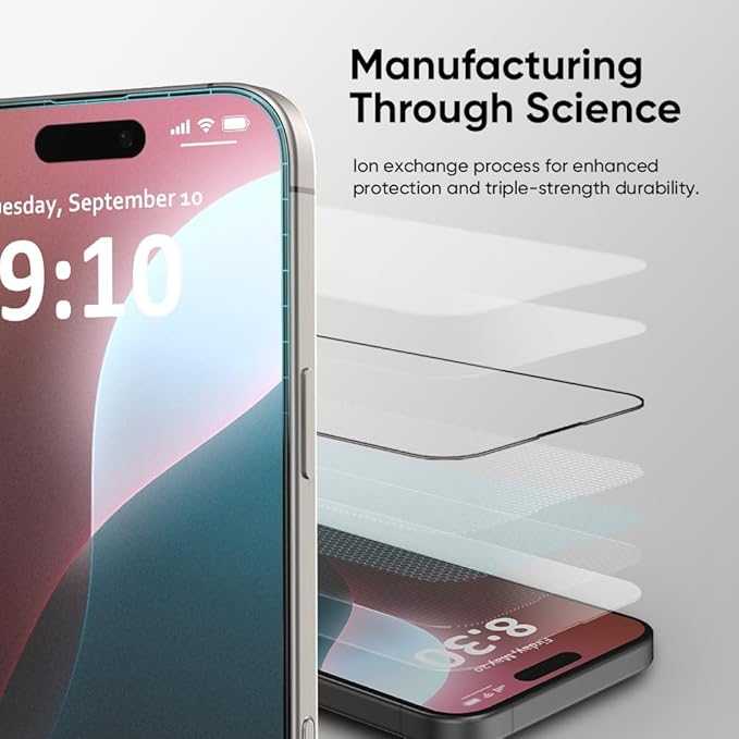 FLOLAB NanoArmour ONETIME MAX for iPhone 16 Pro Matte Screen Protector Anti Glare Anti-Rainbow Tempered GlassInfinity Edge Edge Reinforced Easy Install Dust-Free Smooth as Butter