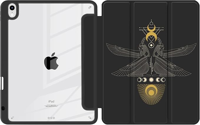 Batianda Hybrid Case for iPad Air 2022 (5th Generation M1 Chip) / iPad Air 4th 2020 10.9 inch [Built-in Pencil Holder] Shockproof Cover with Clear Back Shell TPU BumperEgyptian god