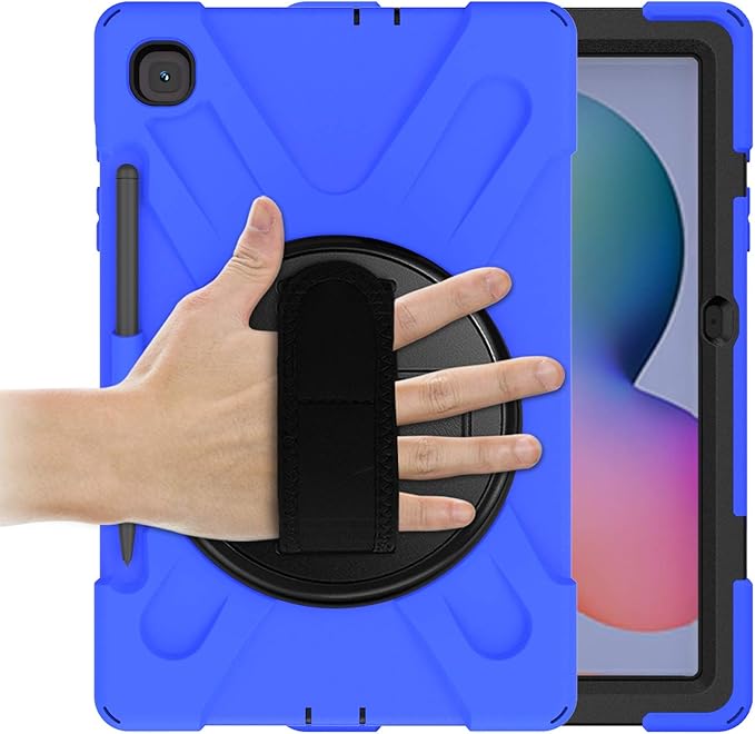 KIQ Shield Series Galaxy S6 Lite Case Heavy Duty Tablet Shockproof Rugged Tab S6 Lite Cover W/Stand Shoulder Strap for Samsung Galaxy Tab S6 Lite 10.4 Inch 2022/2020 P610/P613/P615/P619 - Dark Blue