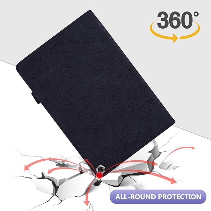 Dteck Case for All-New Amazon Fire HD 10 and 10 Plus Tablet (13th/11th Generation 2023/2021 Release)PU Leather Slim Folding Stand Cover with Pencil Holder Shockproof Magnetic Card Slots ShellBlack