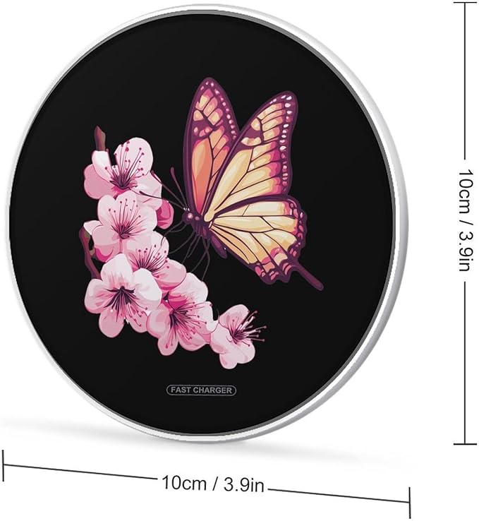 Cherryflowers Butterfly Wireless Charger Anti-Slip Wireless Charging Pad Slim Charger Mat for Men Women