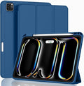 ZryXal New iPad Pro 13 Inch Case (M5) 2025 / (M4) 2024 with Pencil Holder Smart iPad Case [Support Pencil Pro and Pencil (USB-C)] Support Touch ID and Auto Wake/Sleep (New Navy Blue)