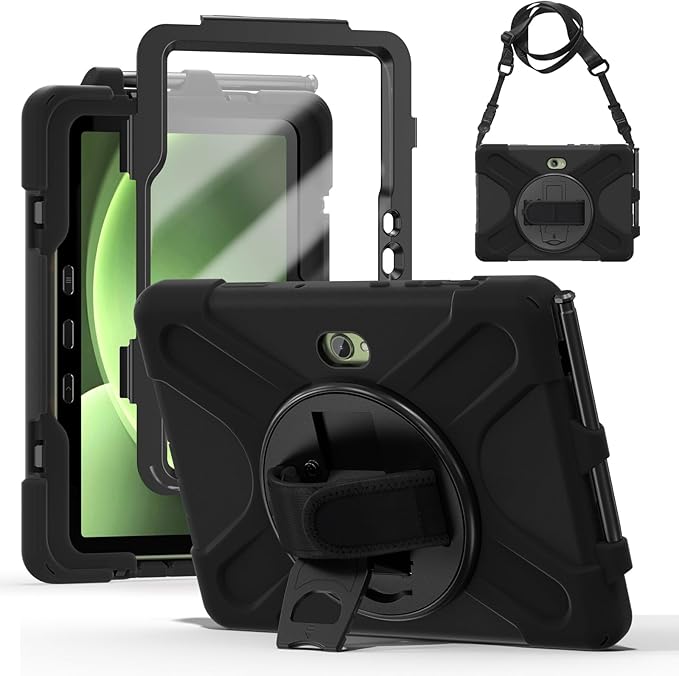 ZenRich Rugged Case for Galaxy Tab Active 5 Pro/Active 4 Pro 10.1-inchFull-Body Shockproof Protective Case w/ 360 Rotating Kickstand Hand Strap Shoulder Belt