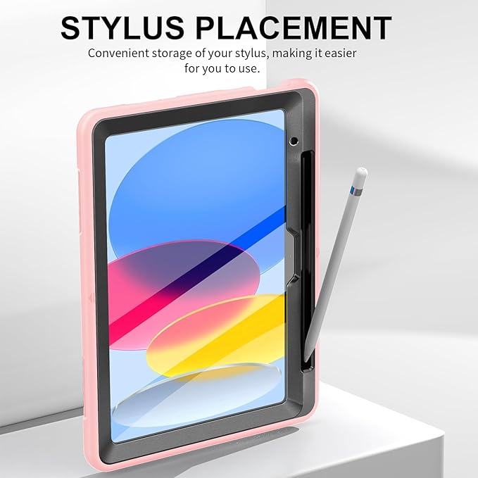 Case for iPad (A16) 11th/10th Generation Case: Protective Cover for iPad 11th Gen 11 Inch 2025 &amp10th Gen 10.9 2022 with Screen Protector- Stand- Shoulder Strap- Handle- Pencil Holder-Light Pink