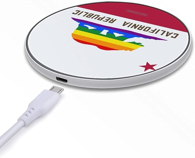 California Gay Flag U.S.A. Phone Charger Magnetic Charging Pad Anti-Slip with USB Cable
