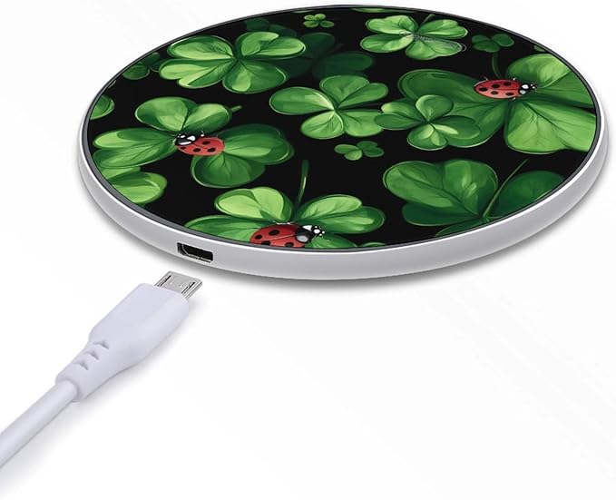 Ladybuges Four Leaf Clovers Phone Charger Magnetic Charging Pad Anti-Slip with USB Cable