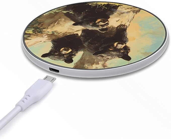 Vintage Bears Trees Fast Portable Charger 10W Funny Graphic Phone Charging Pad with USB Cable