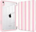 Mektron Printed Case for iPad mini 7 (A17 Pro) 2024/ Mini 6 2021 iPad mini 7th/6th Generation 8.3-inch Liquid Retina Display Cover Buit in Pencil Holder with Clear Back Shell Pink Striped