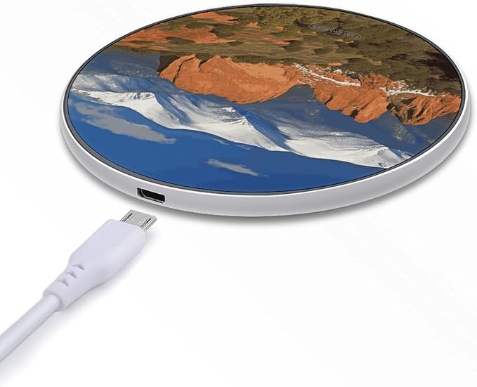 Pikes Peak Colorado Wireless Charger Fast Wireless Charging Pad with USB Cable 10W Anti-Slip Magnetic Wireless Charger Portable Slim Charger Puck Travel Charging Station