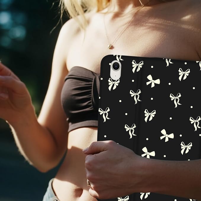 Beige Large Bow - Black
