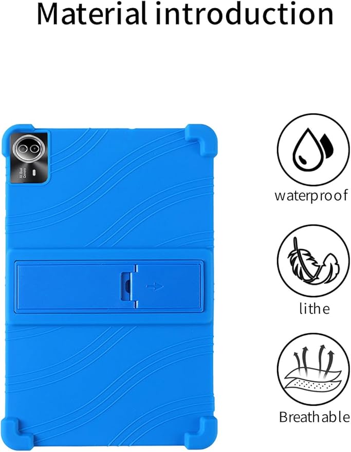 for Urao G140L 14 Inch Tablet CaseBOVUGAC Soft Silicone Adjustable Stand Shockproof Kids Friendly for Higrac G140L 14 Tablet(Blue)