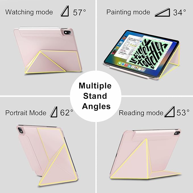 for iPad mini 7 A17 Pro Case(2024)iPad mini 7th/6th Slim Powerful Magnetic Case4 Standibg AnglesVertical Stand Coverwith Auto Wake/Sleep and with Pencil Holder (Pink iPad mini 6th/7th)
