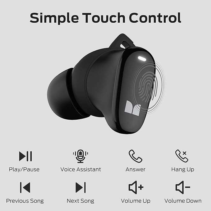 Monster N-Lite 206 Wireless Earbuds Bluetooth 5.4 in Ear Headphones Bluetooth Ear Buds Built-in Microphone Touch Control Comfortable Fit USB-C Fast Charging IPX6 Waterproof 25H Playtime Black
