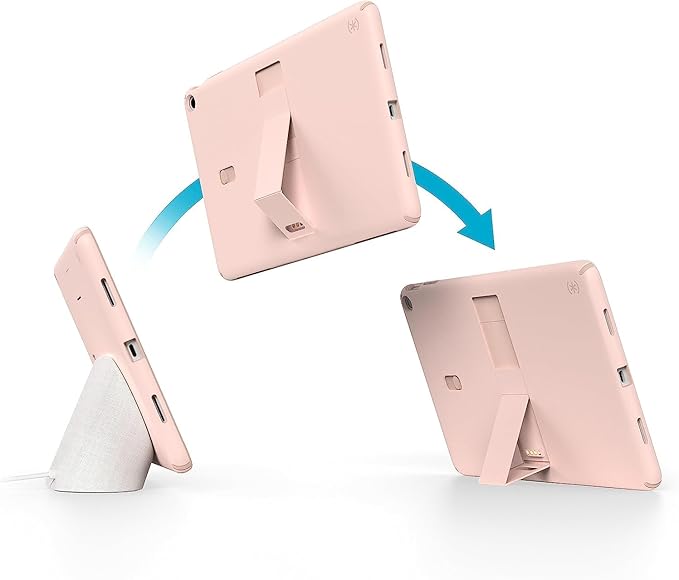 Speck Google Pixel Tablet 2023 Case and Stand - Full Back Thin Scratch Resistant Drop Protection &amp Adjustable Kickstand - Works with Google Pixel Charging Speaker Dock - Coral &amp Rose Standy