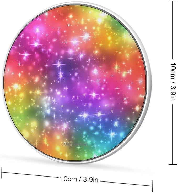 Colorful Fireworks Rainbow Stars Phone Charger Magnetic Charging Pad Anti-Slip with USB Cable