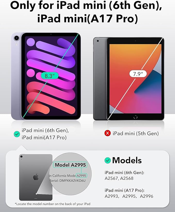 AICase iPad mini 7 A17 Pro 2024 iPad mini 6 2021 (6th Generation) 8.3 Inch WaterproofDustproof Shockproof Case Cover with 360 Full-Body Protection with Lanyard for iPad mini 8.3 7th/6th Gen
