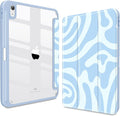 Teryeefi for 2025 iPad 11 inch A16 Case Cute Tablet Cover for iPad 10th/11 Generation Protective Shell with Pencil Holder Soft TPU+Crystal Hard Back Cover (Blue Wave)
