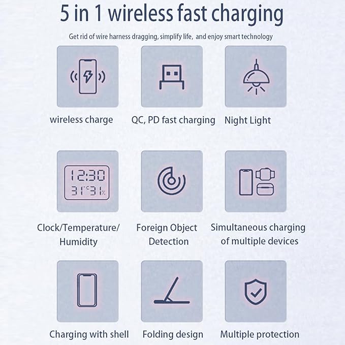 5in1 wireless Charger Station D15 Black