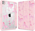 May Chen Case for iPad Pro 11-Inch M5/M4 2025/2024 (6th/5th Generation) Clear Transparent Print Back Shell Slim Stand Shockproof Tablet Cover Auto Wake/Sleep Pink Bows P631