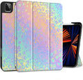 DONGKE Case for 2022/2021/2020/2018 iPad Pro 11 inch Gen 4/3/2/1 - Slim Protective Case - Built in Pencil Holder Support Charging - Trifold Stand &amp Sleep/Wake Cover - Colorful Leopard